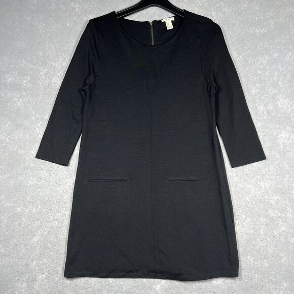 Forever 21 Ponte Shift Dress Women’s Medium Black 3/4 Sleeve Rayon Blended - Picture 1 of 8
